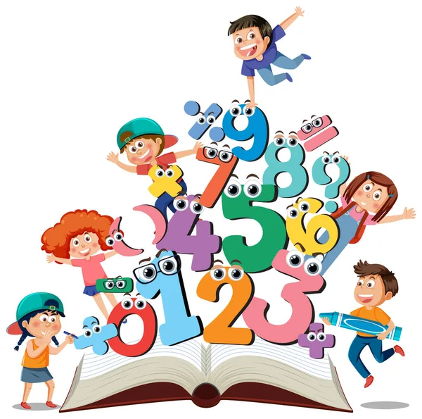 Children Cartoon Character Math Number Theme Illustration — Image vectorielle