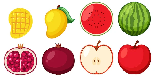 Una Colección Diferentes Frutas Ilustración — Archivo Imágenes Vectoriales