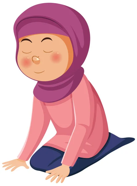 Menina Muçulmana Desenhos Animados Personagem Ilustração —  Vetores de Stock