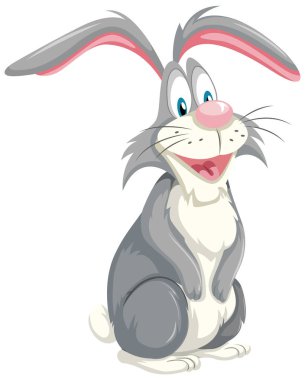 Sevimli oyuncu tavşan çizgi film karakteri çizimi