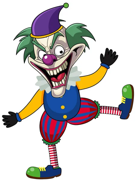 Gruseliger Joker Zeichentrickfigur Illustration — Stockvektor
