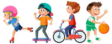 Çocuklar Çeşitli Spor illüstrasyonlarından Hoşlanıyor