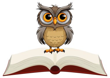 Açık Kitap illüstrasyonlu Sevimli Baykuş