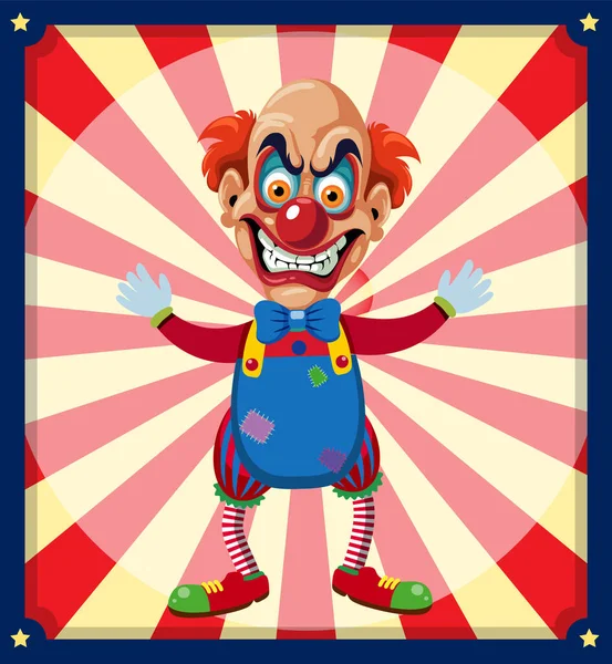 Griezelige Clown Retro Komische Achtergrond Illustratie — Stockvector