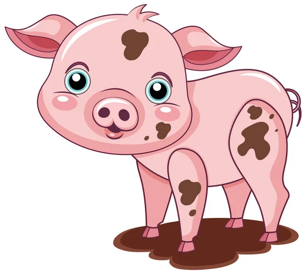 Niedliches Schwein Zeichentrickfigur Illustration — Stockvektor