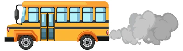 Autobús Escolar Vintage Con Ilustración Nube Humo — Vector de stock