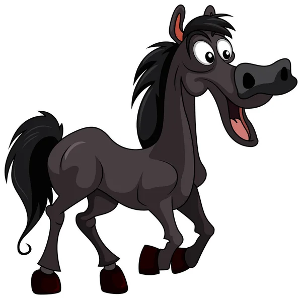 Black Horse Cartoon Character Illustration — Stock Vector