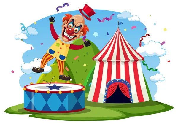 Creepy Clown Circus Tent Background Illustration — Stock Vector