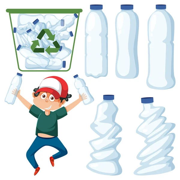 Sortowanie Plastikowych Butelek Koncepcji Recyklingu Ilustracji — Wektor stockowy