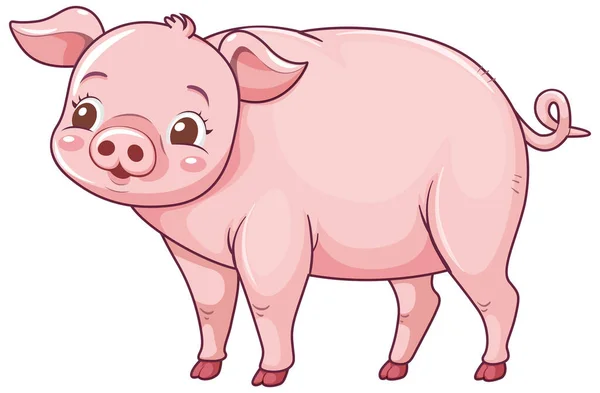Entzückende Piggy Cartoon Charakter Stil Illustration — Stockvektor