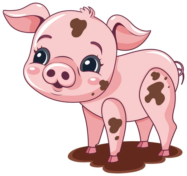 Ein Schwein Schlammiger Zeichentrickfigur — Stockvektor