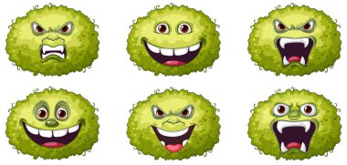 Yüz ifadesi resimli bir çalılık seti