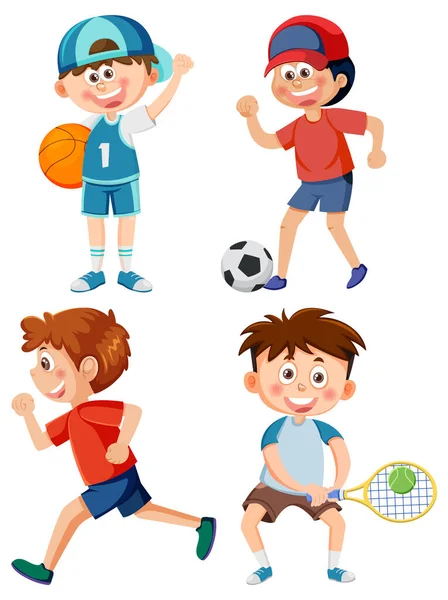 Crianças Desfrutando Vários Esportes Ilustração — Vetor de Stock