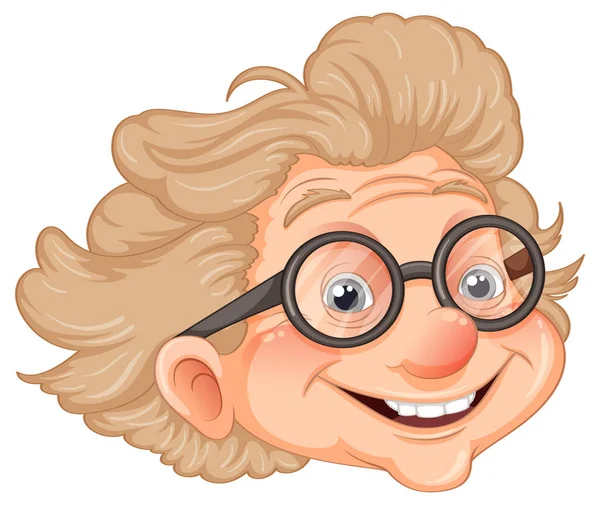 Feliz Smiley Avó Rosto Desenho Animado Ilustração — Vetor de Stock