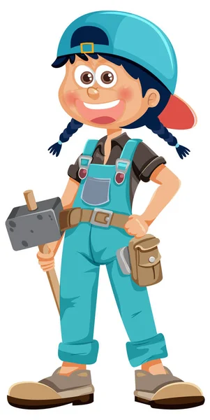 Maintenance Girl Cartoon Character Illustration — Stock Vector