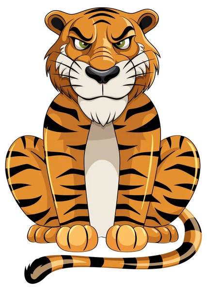 Zeichentrickfigur Sitzender Tiger — Stockvektor