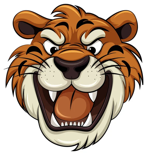 Cara Tigre Desenhos Animados Personagem Ilustração — Vetor de Stock