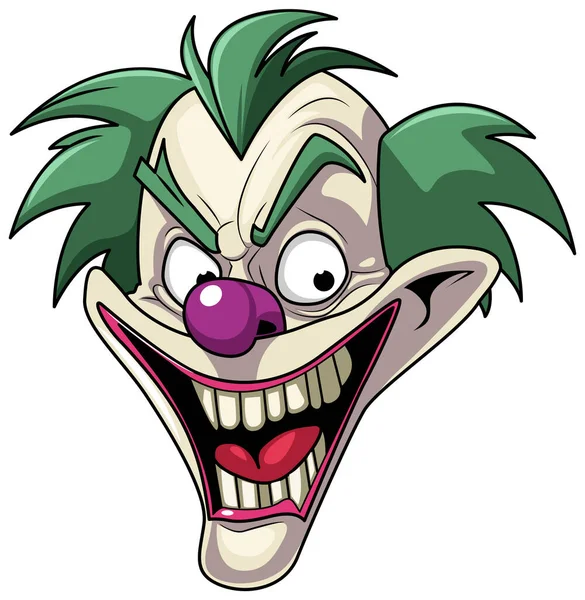 Creepy Joker Cartoon Character Illustration — Stock Vector