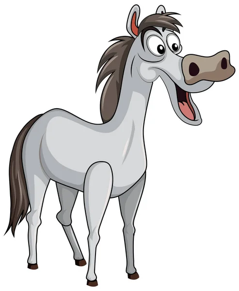 Ένα Γκρίζο Άλογο Εικονογράφηση Χαρακτήρα Κινουμένων Σχεδίων — Διανυσματικό Αρχείο