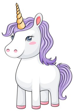 Purple Mane illüstrasyonlu Şirin Tekboynuz