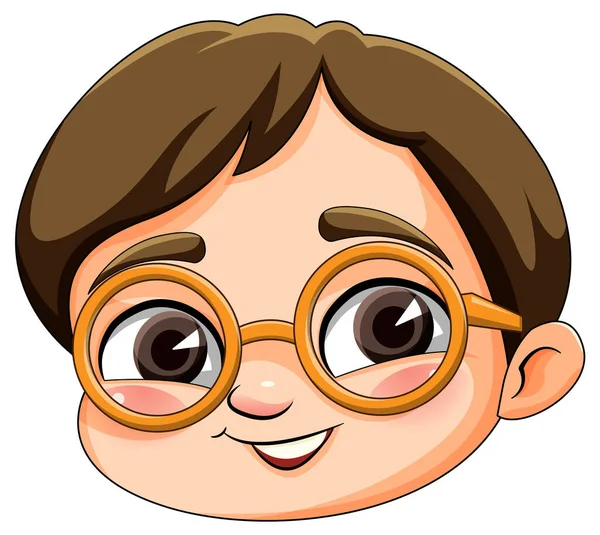 Gözlüklü Sevimli Çocuk Çizgi Film Kafası — Stok Vektör