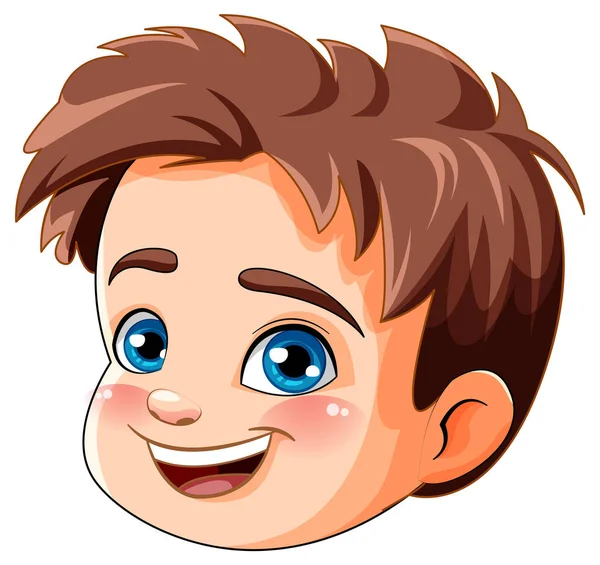 Roztomilý Chlapec Kreslený Obličej Izolované Ilustrace — Stockový vektor