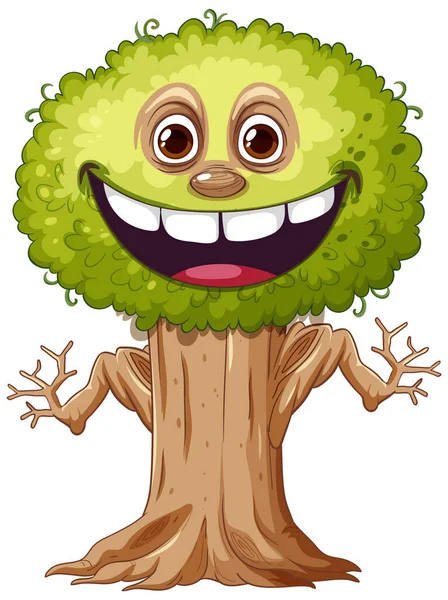 Smiley Árbol Feliz Ilustración Dibujos Animados — Vector de stock