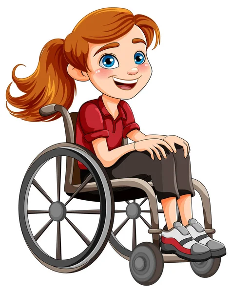 Disable Woman Sitting Wheelchair Illustration — Stock Vector