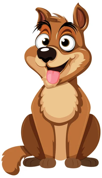 Uroczy Brązowy Pies Postać Kreskówki Ilustracja — Wektor stockowy