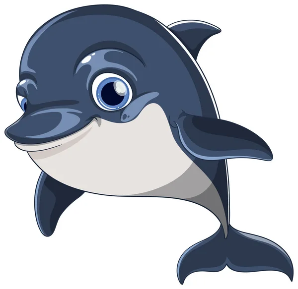 Cute Delfin Ilustracja Postaci Kreskówki — Wektor stockowy
