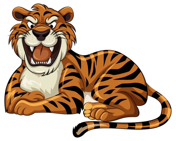 Spoczywający Tygrys Ilustracji Stylu Kreskówki — Wektor stockowy
