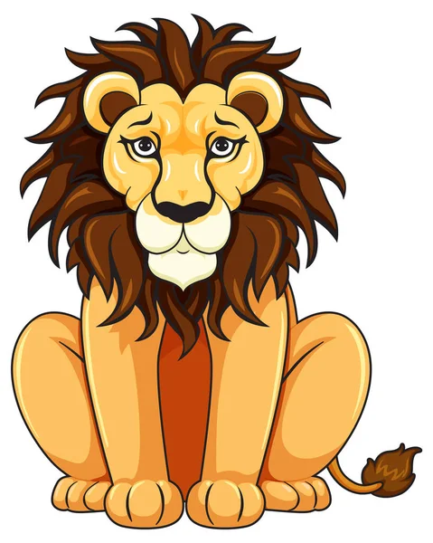 Lion Assis Sur Sol Illustration — Image vectorielle