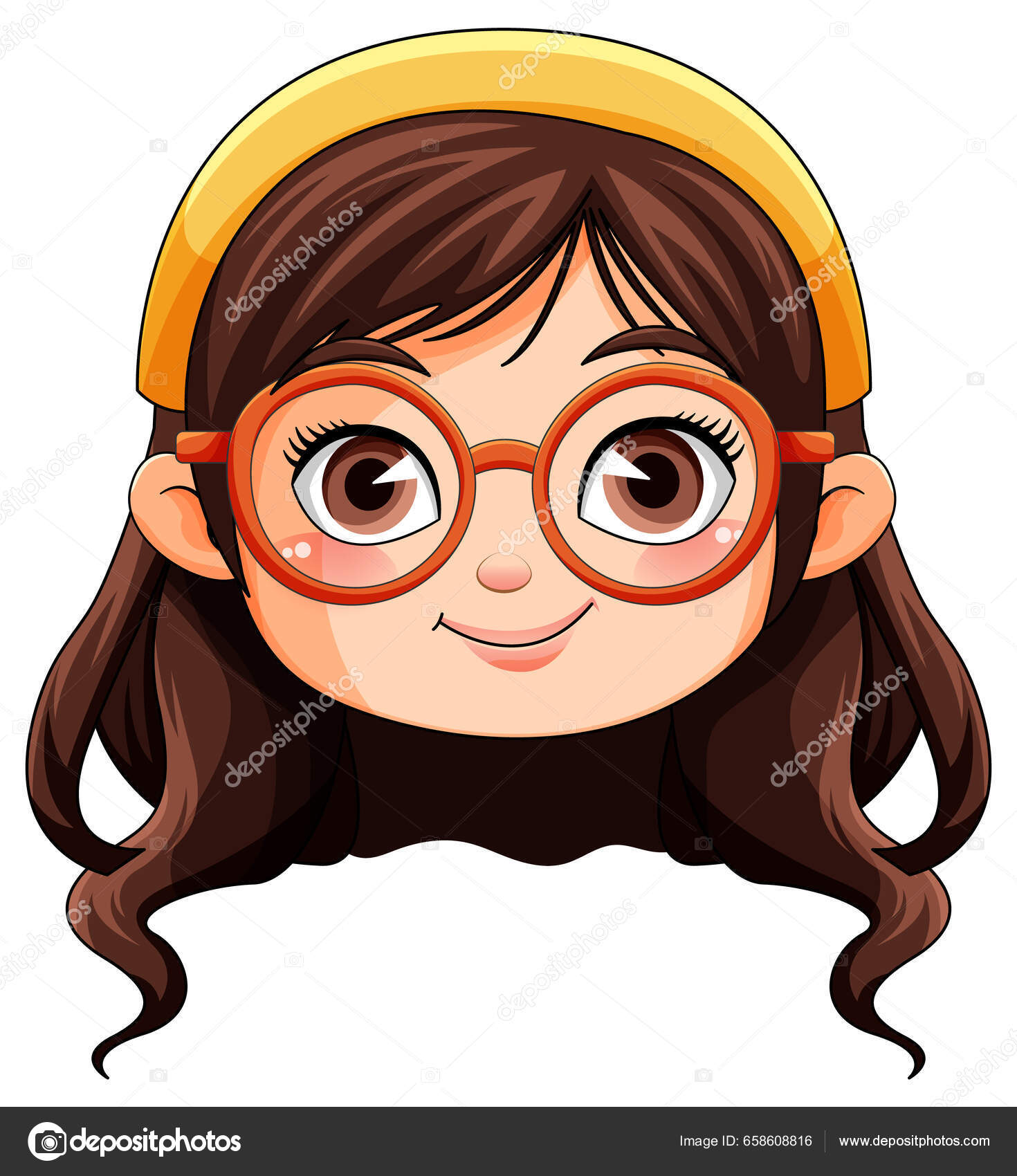 Cute Nerdy Girl Cartoon Character Illustration Stock Vector by ©brgfx