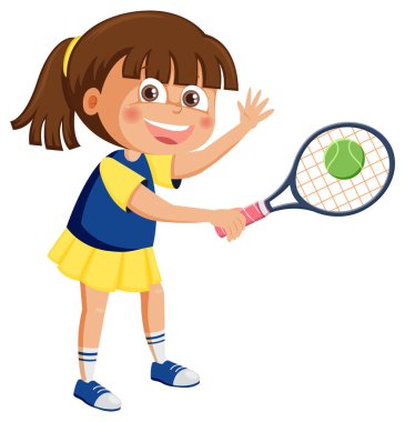 Aktif Kız Tenis Oynuyor illüstrasyonu