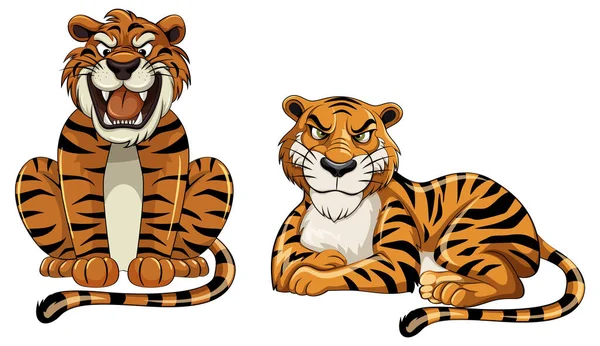 Tigre Feroz Ilustração Estilo Dos Desenhos Animados — Vetor de Stock