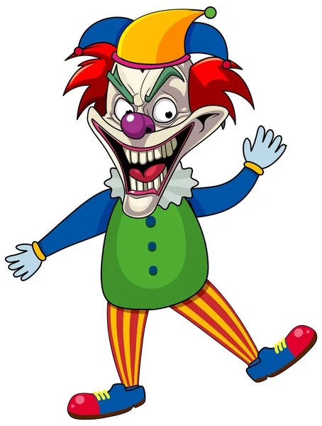 Gruseliger Joker Zeichentrickfigur Illustration — Stockvektor