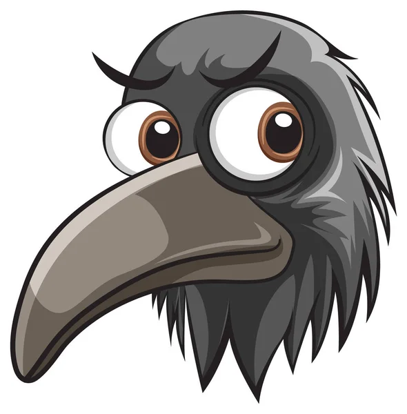 Crow Head Cartoon Style Illustration — Stock Vector