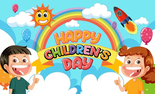 Illustration Bannière Happy Children Day — Image vectorielle