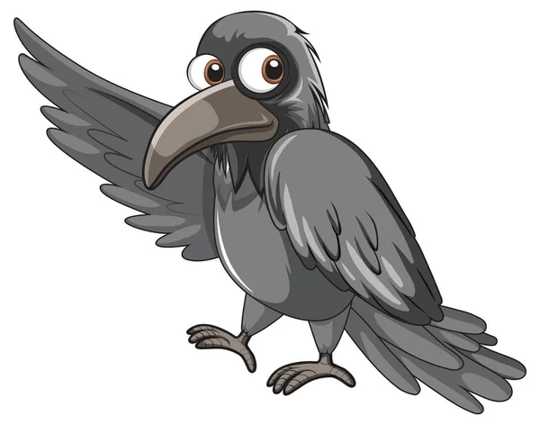 Pájaro Cuervo Ondeando Ala Ilustración — Vector de stock