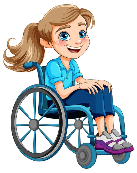 Disable Woman Sitting Wheelchair Illustration — Stock Vector