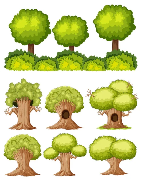 Просте Дерево Мультфільм Ізольовані Ілюстрації — стоковий вектор