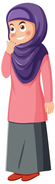Menina Muçulmana Pose Cartoon Personagem Ilustração —  Vetores de Stock