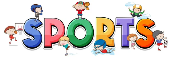 Desenhos Animados Crianças Esportes Banner Design Ilustração — Vetor de Stock