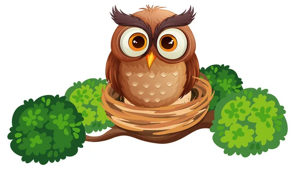 Owl Nest Cartoon Character Illustration — Stock Vector