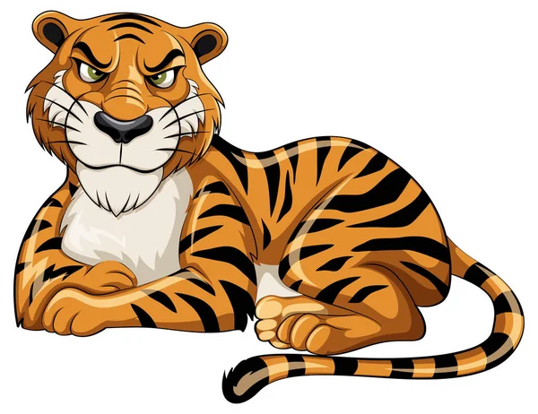 Tiger Lying Cartoon Character Illustration — Stock Vector
