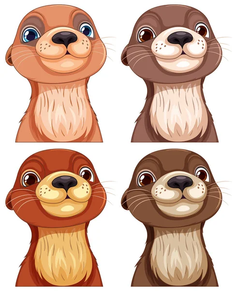 Leuke Otter Cartoon Karakter Illustratie — Stockvector