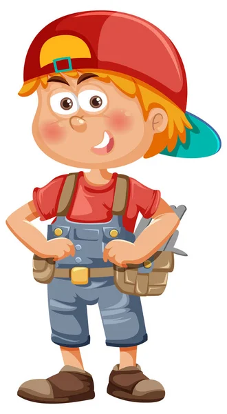 Maintenance Boy Cartoon Character Illustration — Stock Vector