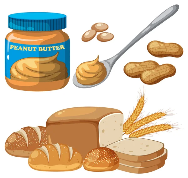 Ilustracja Chleba Masła Orzechowego — Wektor stockowy