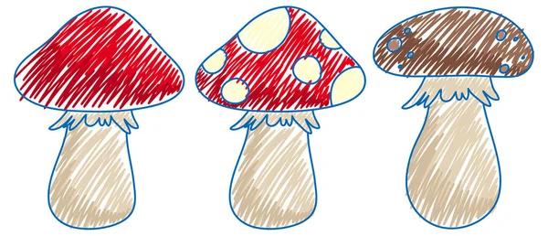 Mushroom Pencil Colour Sketch Simple Style Illustration — Stockvektor