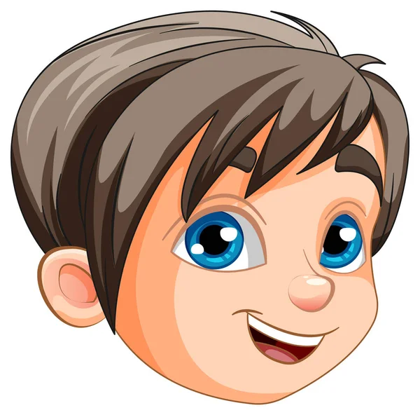 Cute Boy Cartoon Face Illustration — Stock Vector